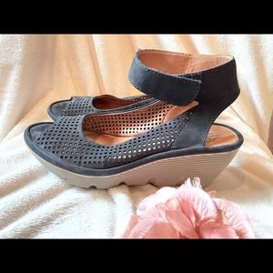 Clarks Artisan wedge sandals, navy blue